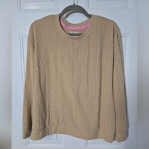 Muk Luks Ladies Tan Pullover Cable Knit Top Size Medium